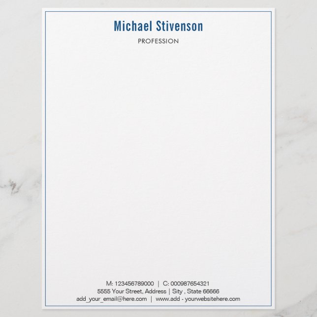 Your Business Name Address Text Info Letterhead (Front)