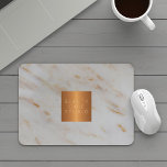 Your business name copper metallic grey marble mouse pad<br><div class="desc">Luxurious classy glamourous business professional grey gold marble patterned mouse pad for makeup artist | hairstylist | fashion stylist | beauty salon | spa | home design | architect studio with shinny beige tan copper metallic look geometric square label. Perfect choice for a stylish sophisticated look. ----- Personalise it with...</div>