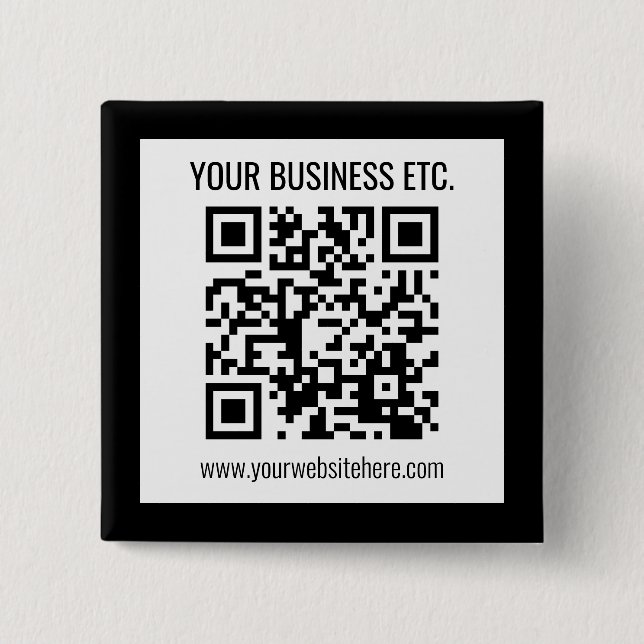 Your Business Name & Editable QR Code 15 Cm Square Badge (Front)