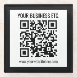 Your Business Name & Editable QR Code Glass Coaster<br><div class="desc">Simply add your website addresses URL to instantly create a scannable QR code.</div>