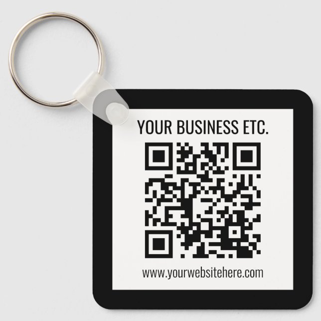 Your Business Name & Editable QR Code Key Ring (Front)