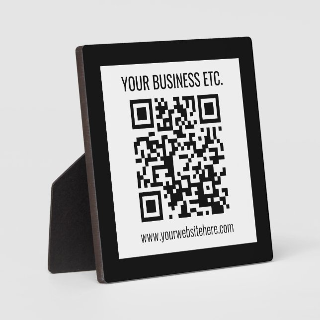 Your Business Name & Editable QR Code Plaque (Front)