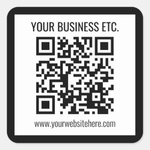 Your Business Name & Editable QR Code Square Sticker