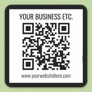 Your Business Name & Editable QR Code Square Sticker