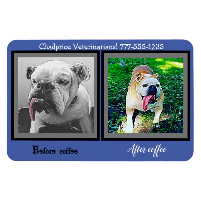 Your business name, funny bulldog magnet (Horizontal)