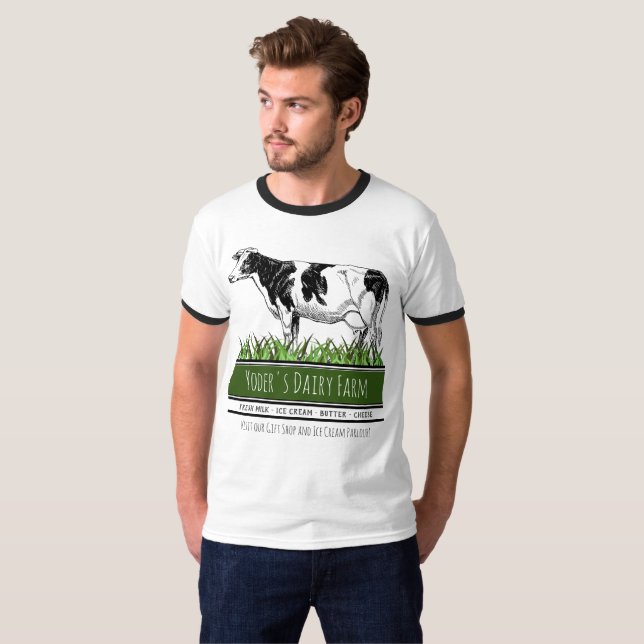 Your Business Name Local Dairy Farm Cow Graphic T-Shirt (Front Full)