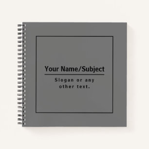 Your Business Name or Brand Etc. Dark Grey & Black Notebook