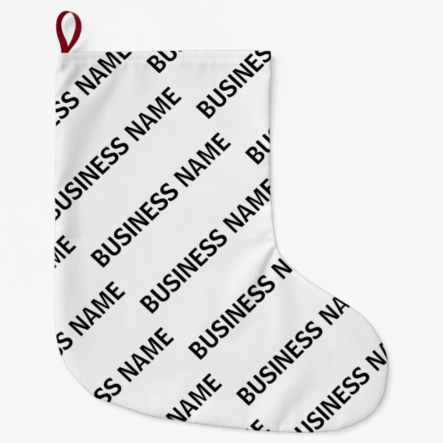 Your Business Name Pattern | Black & White Large Christmas Stocking (Front)