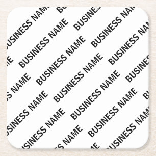 Your Business Name Pattern   Black & White Square Paper Coaster