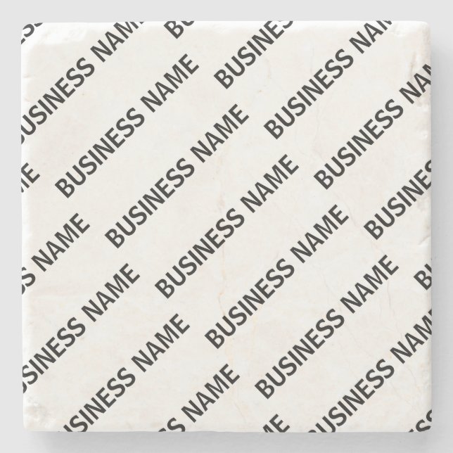 Your Business Name Pattern | Black & White Stone Coaster (Front)