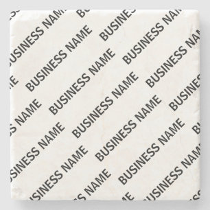Your Business Name Pattern   Black & White Stone Coaster