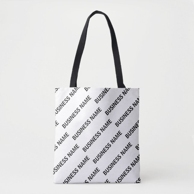 Your Business Name Pattern | Black & White Tote Bag (Front)