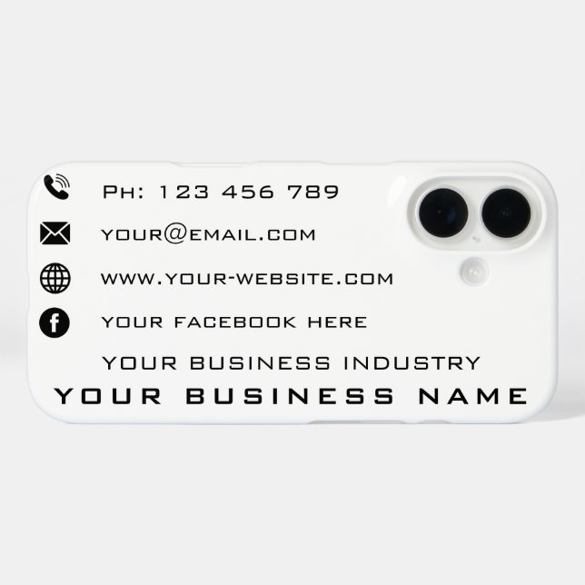 Your Business Name Text Info iPhone Case Example (Back (Horizontal))