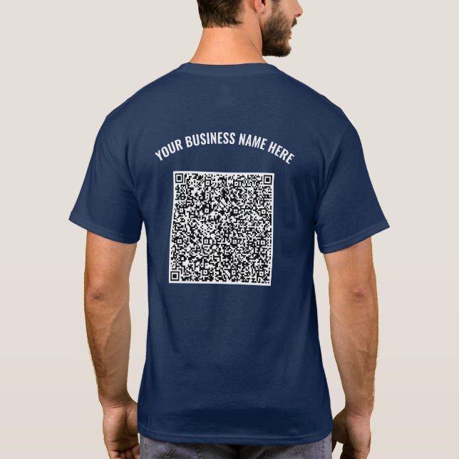 Your Business Name Text QR Code T-Shirt Template (Back)