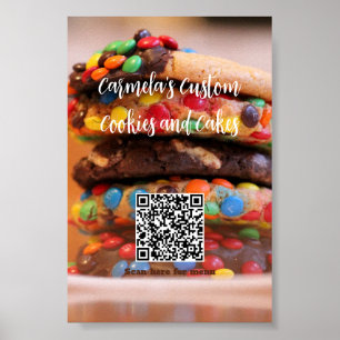 Your Business Name Text with Menu QR Code Cookie Poster