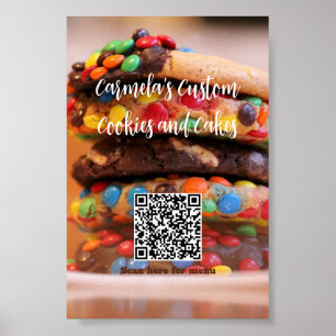 Your Business Name Text with Menu QR Code Photo Poster