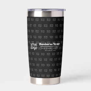 Your Business Name & Tiled Logo Black & White Insulated Tumbler