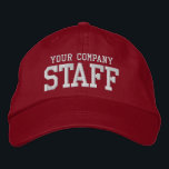 Your business staff promotional marketing employee embroidered hat<br><div class="desc">Getting your company hats printed is just a few clicks away. Simply type in your own text,  select a colour and you are good to go. Quickly outfit your staff. No minimum,  no set up fee,  no nonsense.</div>
