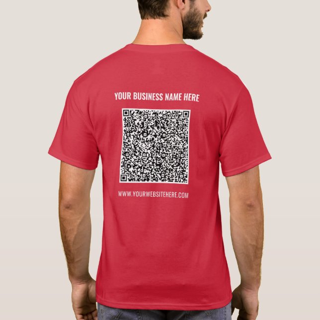 Your Business T-Shirt with QR Code and Custom Text (Back)