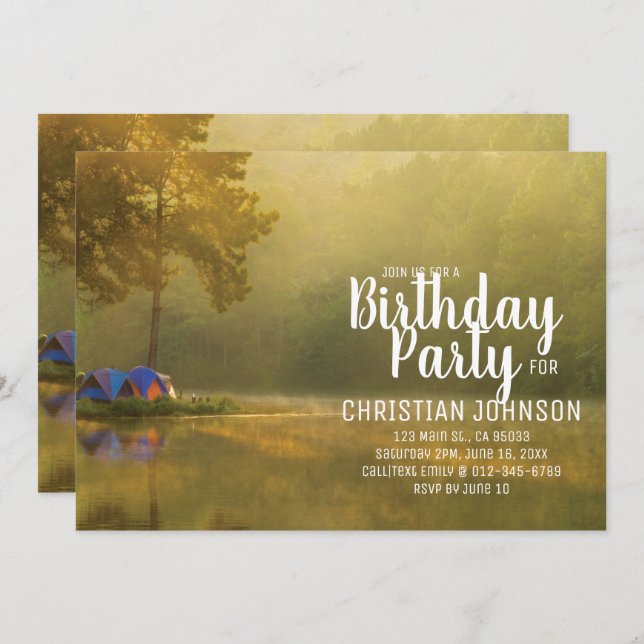 Your Camping Photo Birthday Invitation (Front/Back)