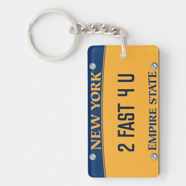Your car number. New York. Editable Key Ring (Front)
