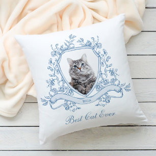 Your Cat in a Chinoiserie Crest   Best Cat Ever Cushion