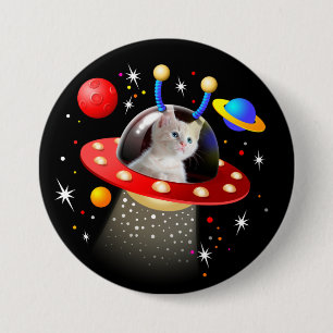 YOUR CAT on a personalised UFO SciFi 7.5 Cm Round Badge