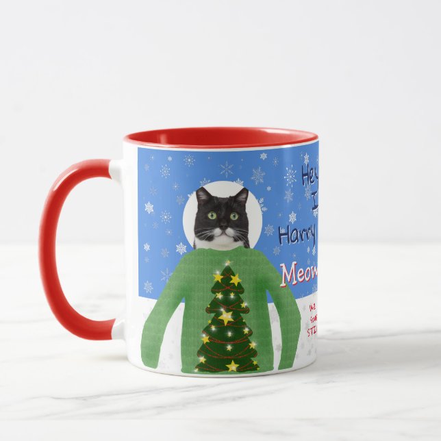 Your Cats in Ugly Christmas Sweaters Custom Photo  Mug (Left)