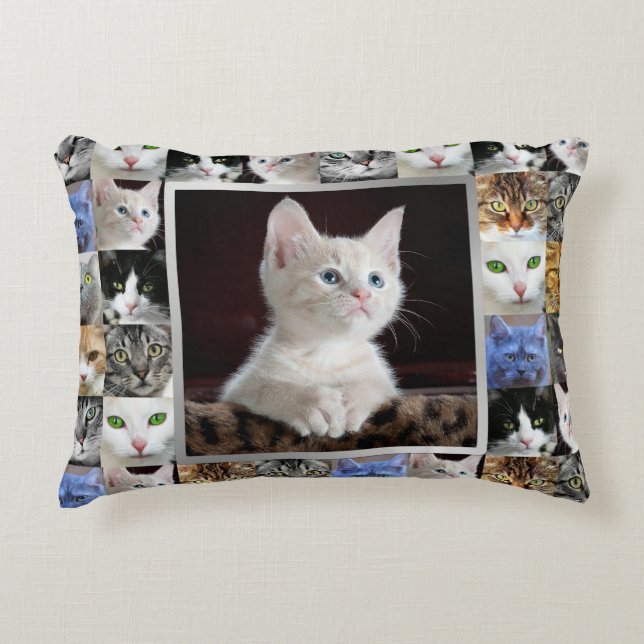 Your Cats Photo Custom Collage Pillow (Front)