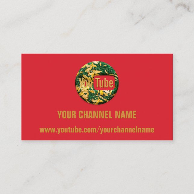 YOUR CHANNEL NAME YOUTUBER MODERN RED  BUSINESS CARD (Front)