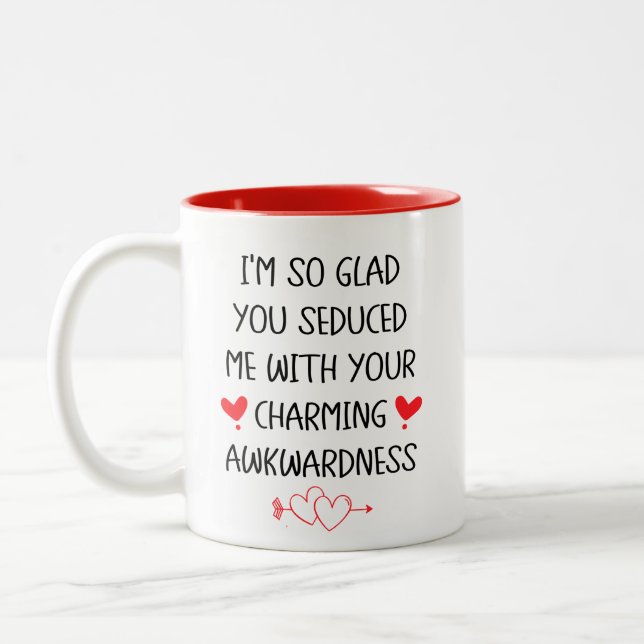 Your Charming Awkwardness, Funny Valentines Day Two-Tone Coffee Mug (Left)