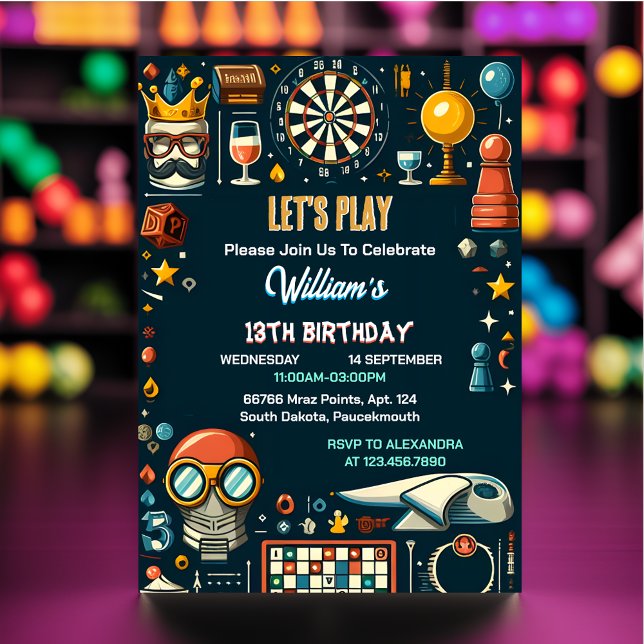 Your Chess King And Queen Game Night 13th Birthday Invitation (Creator Uploaded)