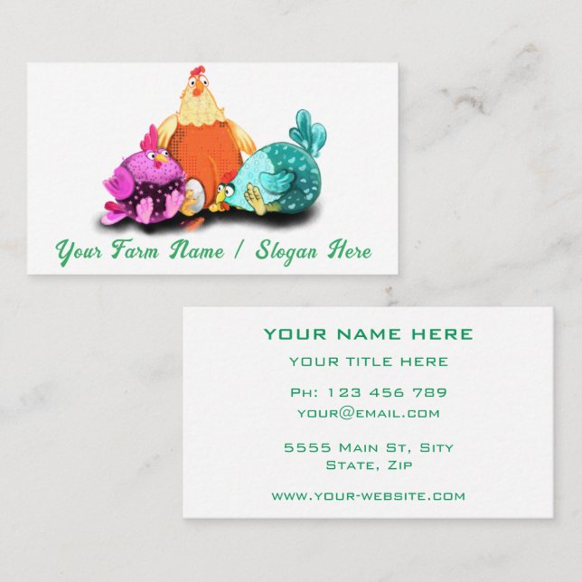 Your Chicken Farm Funny Business Card Template (Front/Back)