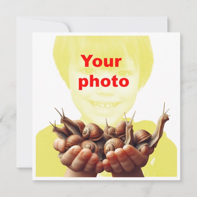 Your child holding snails, custom photo card (Front)