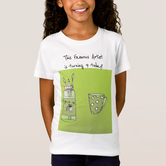 Your Child’s Artwork On A Girls  Birthday T-Shirt  (Front)