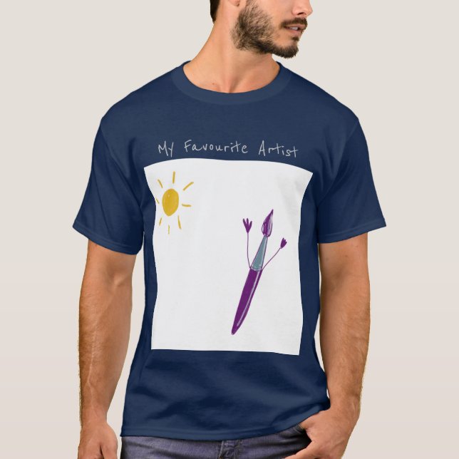 Your Child’s Artwork On A Navy Men’s T-Shirt (Front)