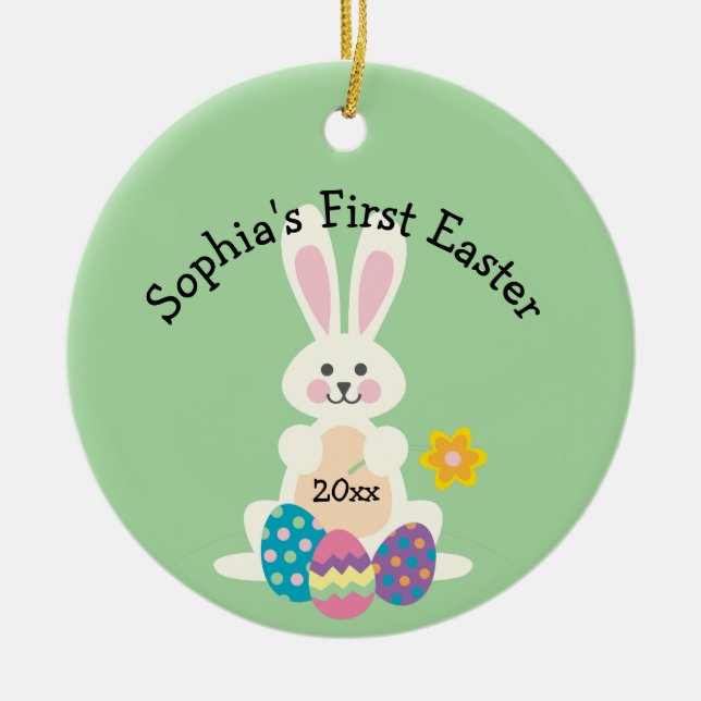 Your Child's Name First Easter Bunny Ornament (Front)