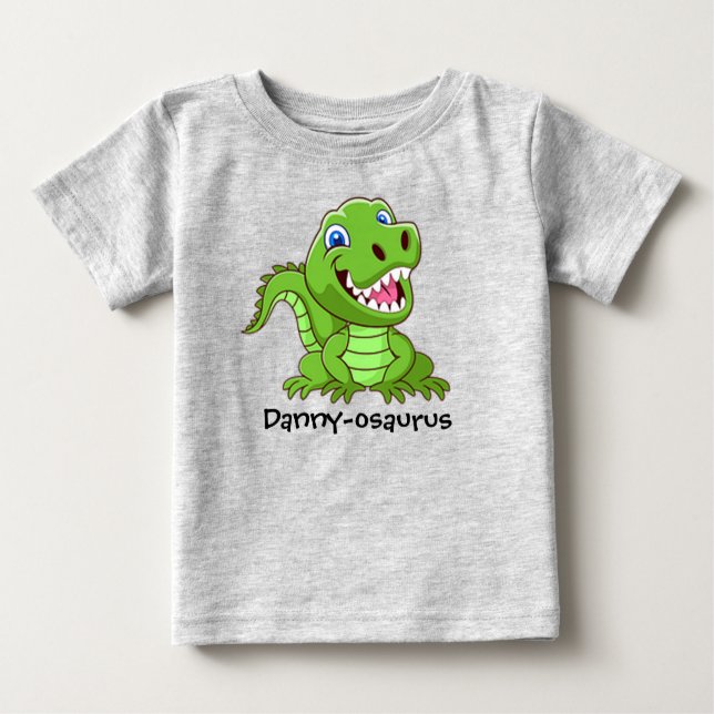 Your Child's Name Happy Baby T-Rex Dinosaur  T-Shirt (Front)