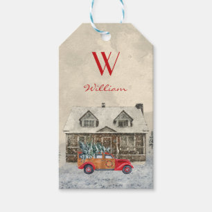 Your Child's Name Red Car From Santa Gift Tags