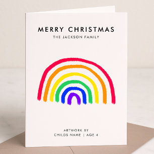 Your Child's Own Artwork   Kids Drawing Christmas  Holiday Card