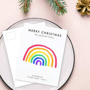 Your Child's Own Artwork Kids Drawing Christmas Holiday Postcard