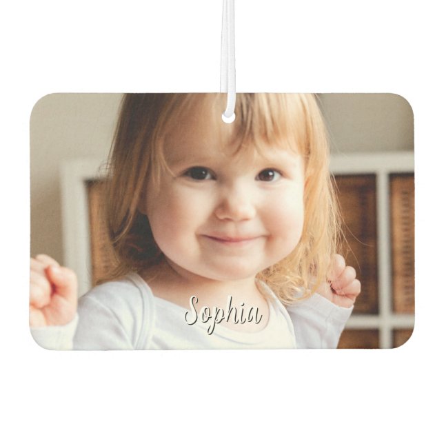 Your Child's Photo & Script Name Car Air Freshener (Front)