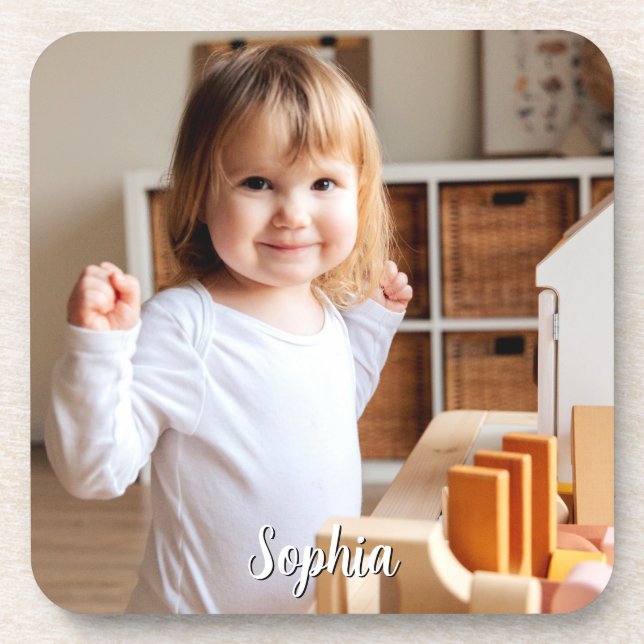 Your Child's Photo & Script Name Coaster (Front)
