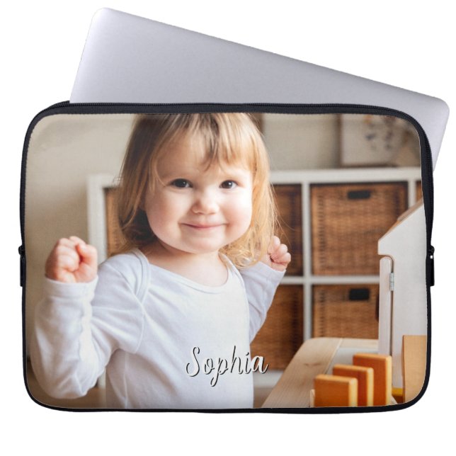 Your Child's Photo & Script Name Laptop Sleeve (Front)