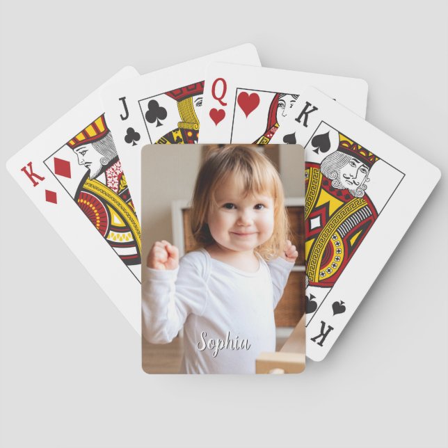 Your Child's Photo & Script Name Playing Cards (Back)