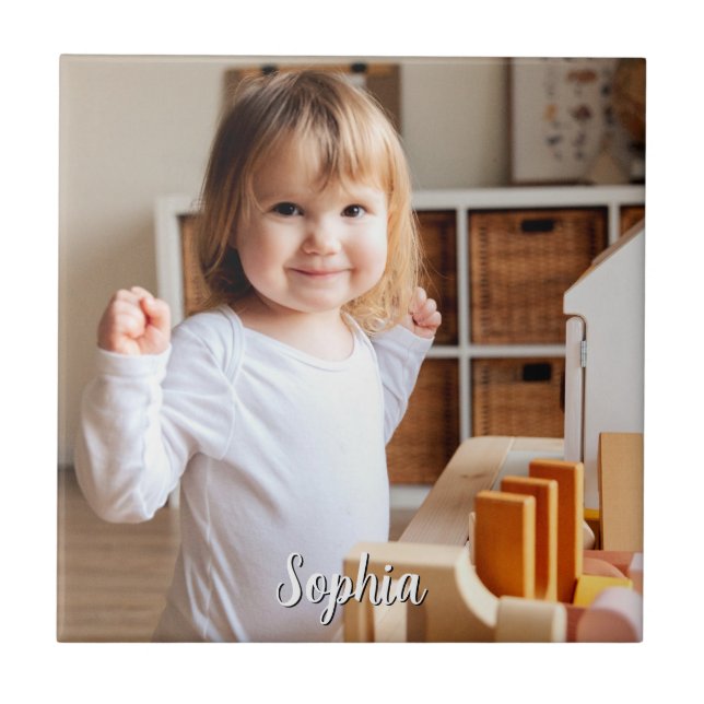 Your Child's Photo & Script Name, Vs 2 Tile (Front)
