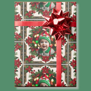 Your Christmas Baby Photo Red Green Roll of Wrapping Paper