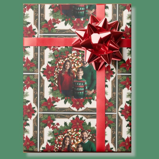 Your Christmas Photo Classic Red Green Roll of Wrapping Paper (Creator Uploaded)