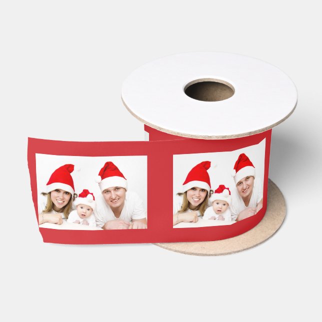 Your Christmas Photo Patterned Image  Satin Ribbon (Spool)