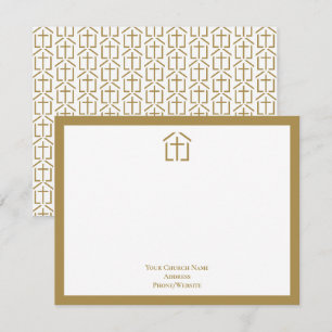 Your Church Name Logo Cross Gold Note Card